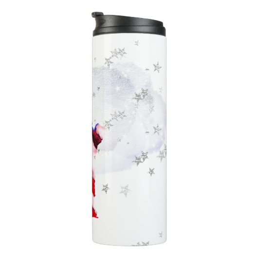 *~* USA Flag Silver Stars Clouds Statue of Liberty Thermosbecher (Nach rechts gedreht)