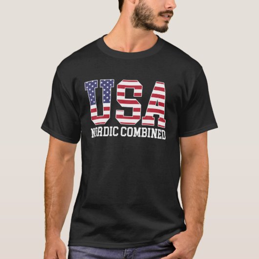 USA Flag Skier - American USA Nordic Combined T-Shirt (Vorderseite)