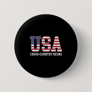 Usa Flag Skier - amerikanischer Langlauf-Langlauf Button