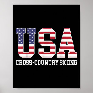 Usa Flag Skier - amerikanischer Langlauf-Langlauf Poster