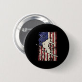 Usa Flag Skifahren & Amp; Skifahrer Langschläfer Button (Vorne & Hinten)