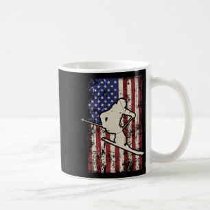 Usa Flag Skifahren & Amp; Skifahrer Langschläfer Kaffeetasse
