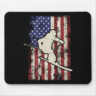 Usa Flag Skifahren & Amp; Skifahrer Langschläfer Mousepad