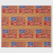 USA Flag Skis Christmas (fester Text) Geschenkpapier (Flach)