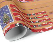 USA Flag Skis Christmas (fester Text) Geschenkpapier (Rolleneckpunkt)
