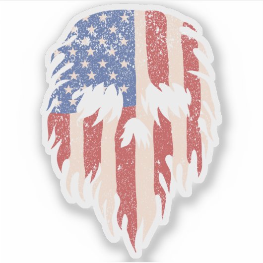 USA Flag Skull Beard | Distressed Patriotic Design Aufkleber (Vorderseite)