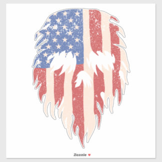 USA Flag Skull Beard | Distressed Patriotic Design Aufkleber