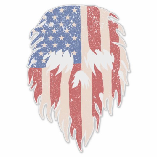 USA Flag Skull Beard | Distressed Patriotic Design Aufkleber (Vorderseite)