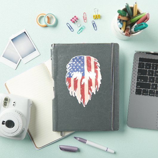 USA Flag Skull Beard | Distressed Patriotic Design Aufkleber (iPad Hülle)