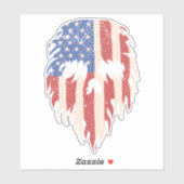 USA Flag Skull Beard | Distressed Patriotic Design Aufkleber (Blatt)