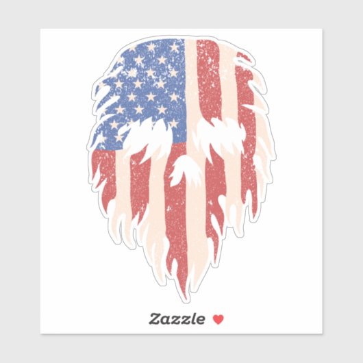 USA Flag Skull Beard | Distressed Patriotic Design Aufkleber (Blatt)