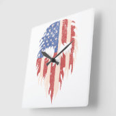 USA Flag Skull Beard | Distressed Patriotic Design Quadratische Wanduhr (Winkel)