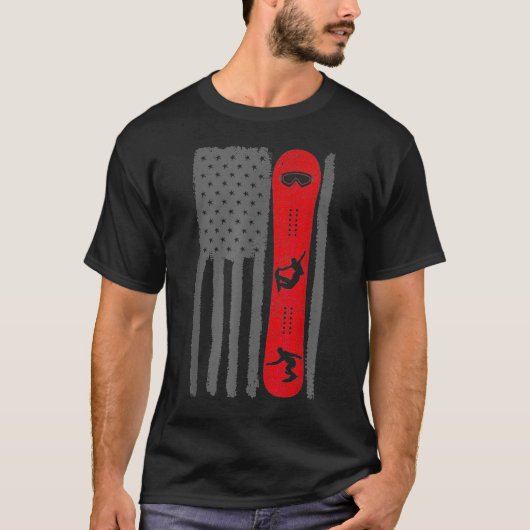 USA Flag Snowboarden Snowboarder gestört _1 T-Shirt (Vorderseite)