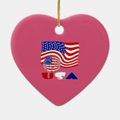 USA Flag Soccer Ball Deep Red Background Heart Keramik Ornament (Hinten)