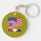 USA Flag Soccer Ball Golden Background Schlüsselanhänger (Rückseite)