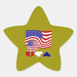 USA Flag Soccer Ball Golden Background Stern-Aufkleber