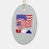 USA Flag Soccer Ball Gray Hintergrund Keramik Ornament (Links)