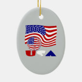 USA Flag Soccer Ball Gray Hintergrund Keramik Ornament (Hinten)