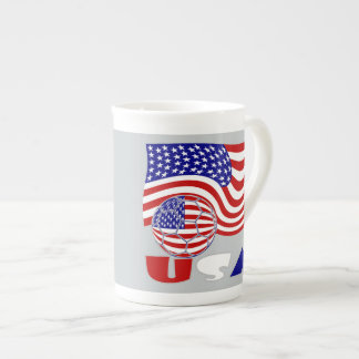 USA Flag Soccer Ball Gray Hintergrund Porzellantasse