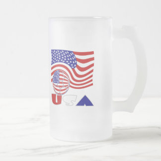 USA Flag Soccer Ball Mattglas Bierglas