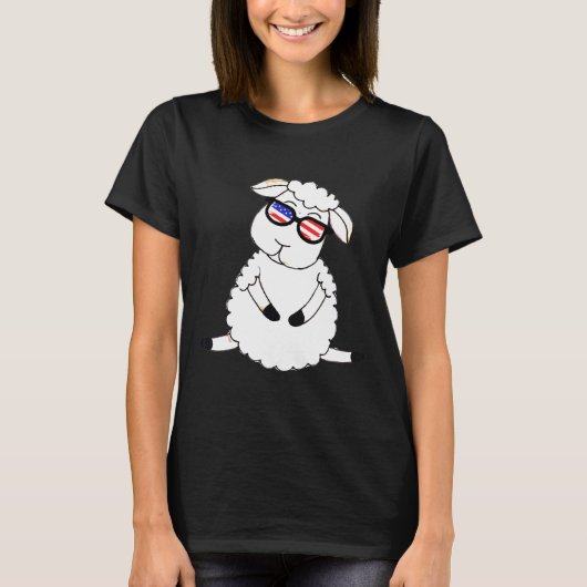 USA Flag Sonnenbrille Sheep T-Shirt (Vorderseite)