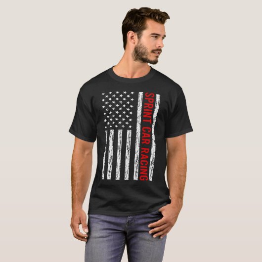 USA Flag Sprint Car Racing T-Shirt (Vorne ganz)