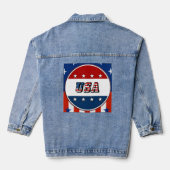 USA Flag Stars Circle Red White Blue Womens Jeansjacke (Rückseite)