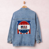 USA Flag Stars Circle Red White Blue Womens Jeansjacke (Hangar)