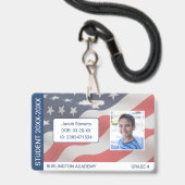 USA Flag Student ID Homeschoor oder Privatschule Ausweis (Vorderseite mit Lanyard)