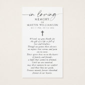 USA Flag Sympathy Funeral Memorial Prayer Card (Rückseite)