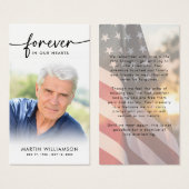USA Flag Sympathy Funeral Photo Prayer Cards (Vorne & Hinten)