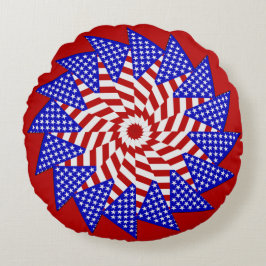 USA Flag-Teabag-Faltung 4-RUNDE DURCH PILLOW Rundes Kissen