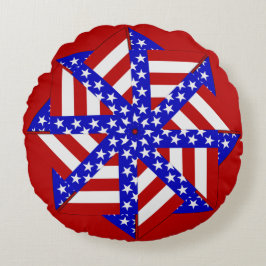 USA Flag-Teabag-Faltung 6-RUNDE DURCH PILLOW Rundes Kissen