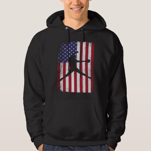 USA Flag Team Softball 4th of July Hoodie (Vorderseite)