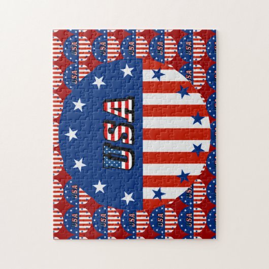 USA Flag Text Circle Pattern 11" x 14" Puzzle (Vertikal)