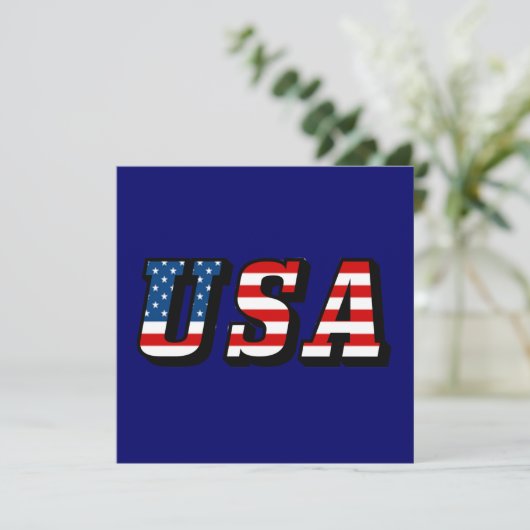 USA Flag Text Einladung (Stehend Vorderseite)