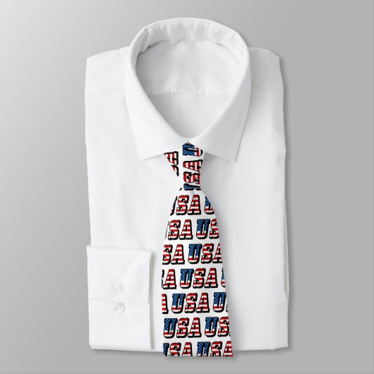 USA Flag Text Necktie Krawatte (Gebunden)