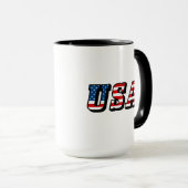 USA Flag Text Ringer Coffee Tasse (VorderseiteRechts)