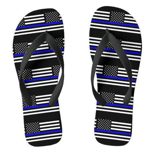 USA Flag The Thin Blue Line Theme Badesandalen (Fußbett)