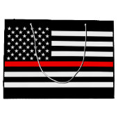 USA Flag The Thin Red Line Theme on a a Große Geschenktüte (Rückseite)