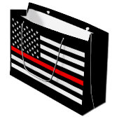 USA Flag The Thin Red Line Theme on a a Große Geschenktüte (Vorderseite Schrägansicht)