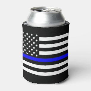 USA Flag Thin Blue Line Symbolic Memorial über ei Dosenkühler