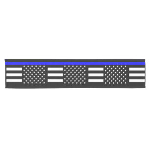 USA Flag Thin Blue Line Symbolic Memorial über ei Kurzer Tischläufer