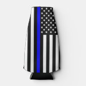 USA Flag Thin Blue Line Symbolisches Memorial auf Flaschenkühler (Vorderseite)