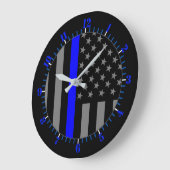 USA Flag Thin Blue Line Symbolisches Memorial auf  Große Wanduhr (Winkel)