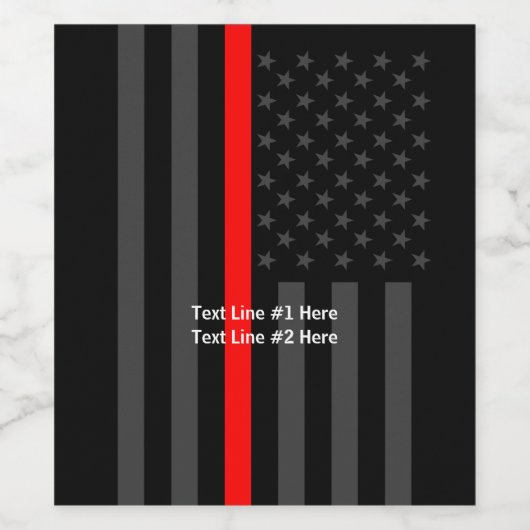 USA Flag Thin Red Line Symbolic Personalisiert auf Weinetikett (Einzelnes Label)