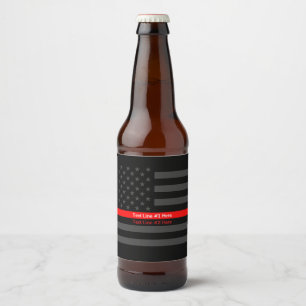 USA Flag Thin Red Line Symbolische Ihr Text auf ei Bierflaschenetikett