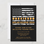 USA Flag Total Solar Eclipse 4/8/24 Viewing Party Einladung (Vorderseite)