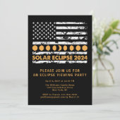 USA Flag Total Solar Eclipse 4/8/24 Viewing Party Einladung (Stehend Vorderseite)