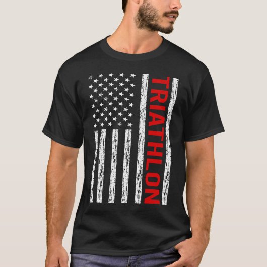 USA Flag Triathlon Triathlete T-Shirt (Vorderseite)